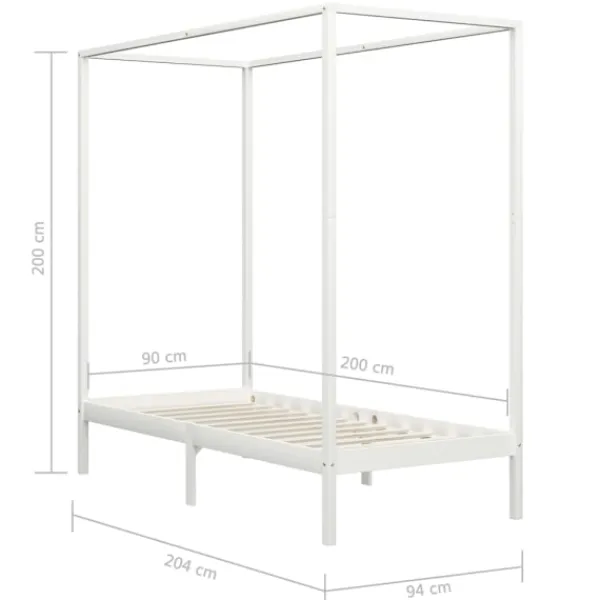 vidaXL Sängar>Sänghimmel utan madrass massivt trä 90x200 cm