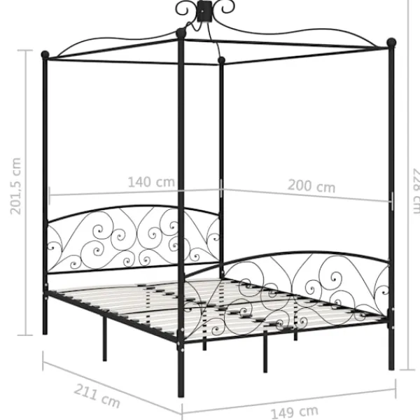 vidaXL Sängar>Sänghimmel utan madrass metall 140x200 cm