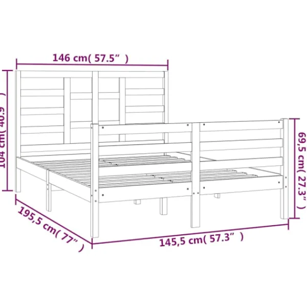 vidaXL Sängar>Sängram massivt trä 140x190 cm