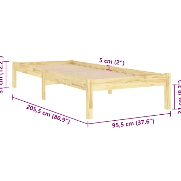 vidaXL Sängar>Sängram massiv furu 90x200 cm