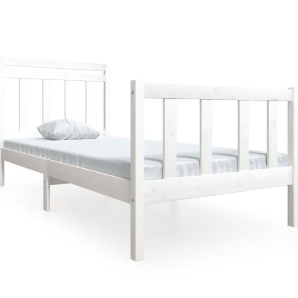 vidaXL Sängar>Sängram massiv furu 90x190 cm vit