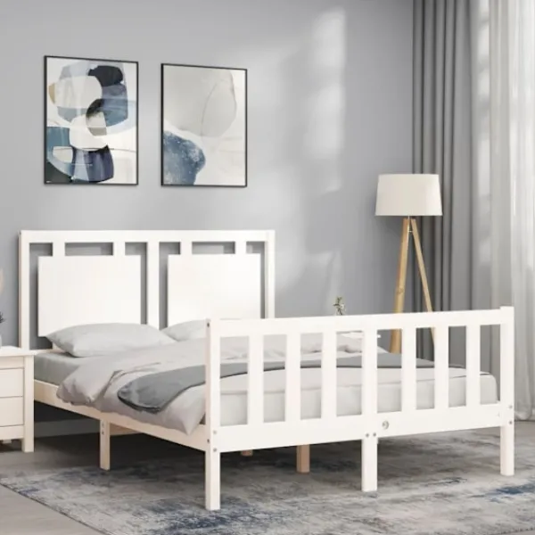 vidaXL Sängar>Sängram med huvudgavel 120x200 cm massivt trä