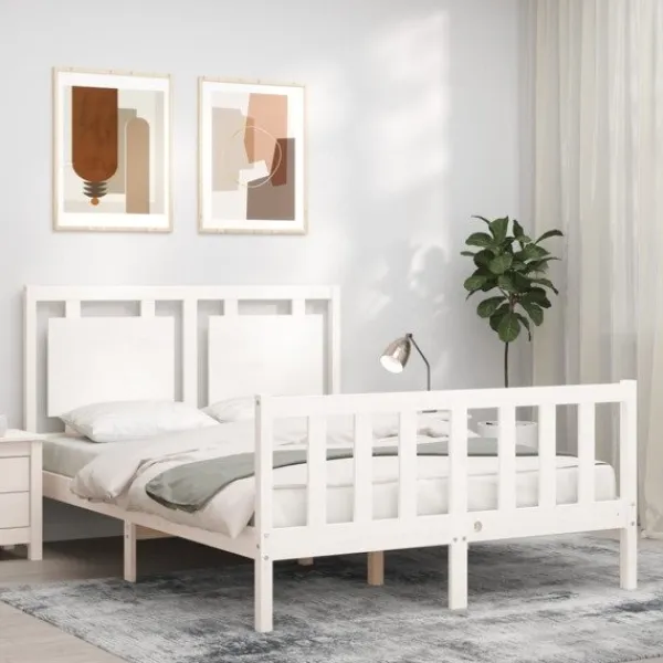 vidaXL Sängar>Sängram med huvudgavel 120x200 cm massivt trä