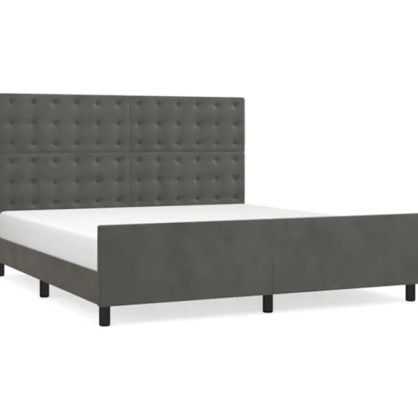 vidaXL Sängar>Sängram med huvudgavel mörk 180x200 cm sammet