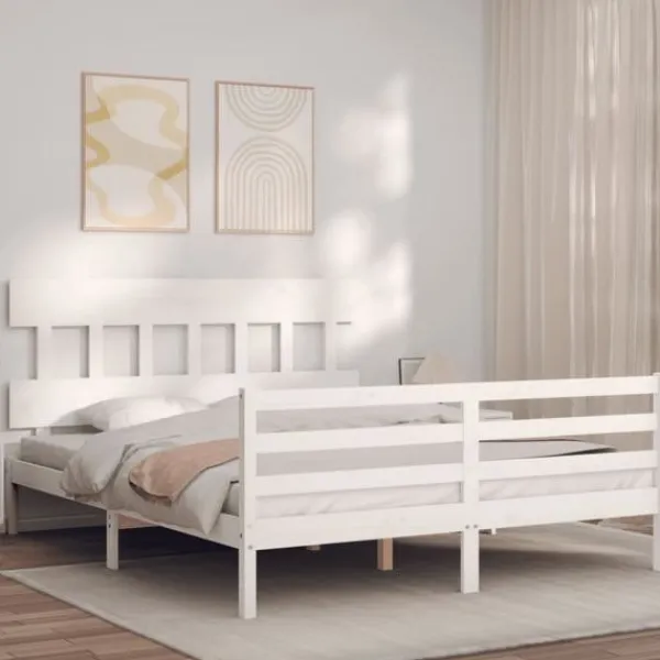 vidaXL Sängar>Sängram med huvudgavel 160x200 cm massivt trä