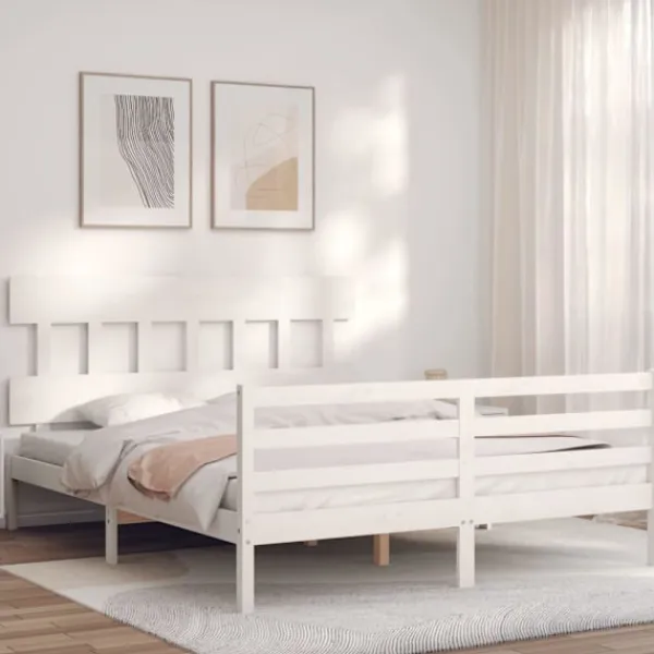 vidaXL Sängar>Sängram med huvudgavel 160x200 cm massivt trä