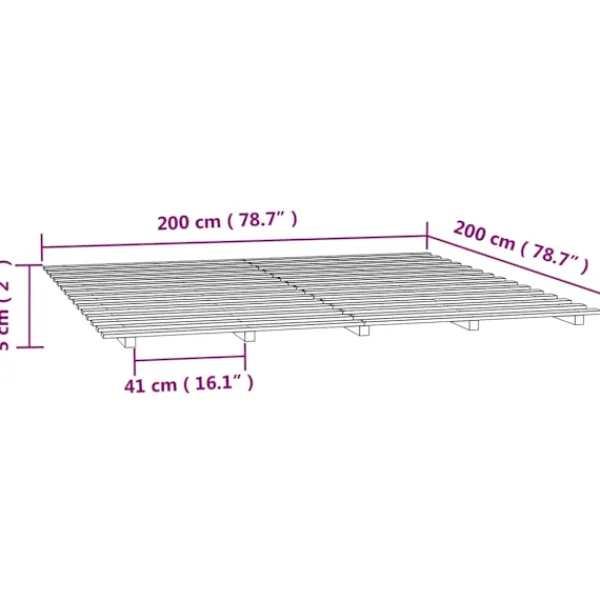 vidaXL Sängar>Sängram 200x200 cm massiv furu