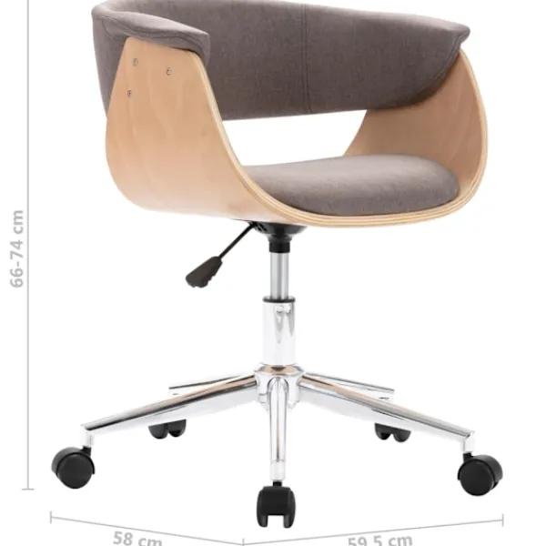 vidaXL Kontorsmöbler>Snurrbar kontorsstol taupe böjträ och tyg Taupe