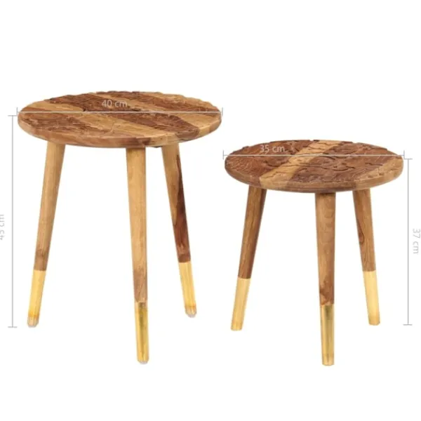 vidaXL Småbord>Soffbord 2 st massivt trä
