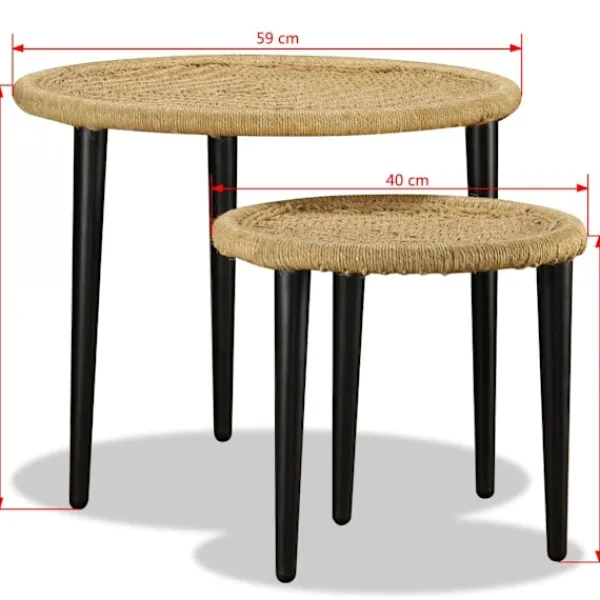 vidaXL Soffbord>Soffbord 2 st naturlig jute