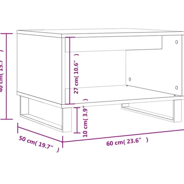 vidaXL Soffbord>Soffbord ek 60x50x40 cm konstruerat trä