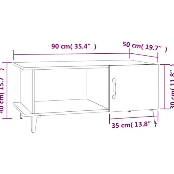 vidaXL Soffbord>Soffbord ek 90x50x40 cm konstruerat trä