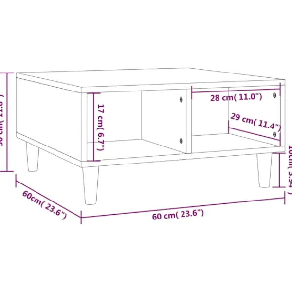 vidaXL Soffbord>Soffbord ek 60x60x30 cm konstruerat trä