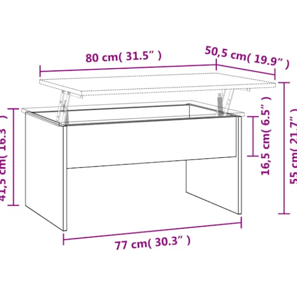 vidaXL Soffbord>Soffbord ek 80x50,5x41,5 cm konstruerat trä