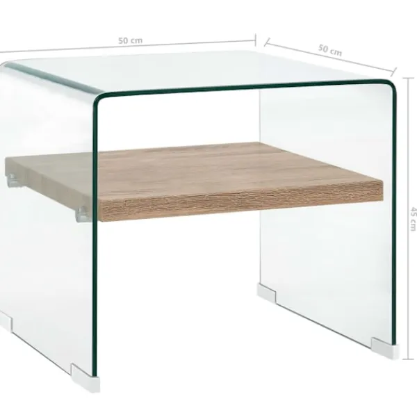 vidaXL Soffbord>Soffbord genomskinlig 50x50x45 cm härdat glas