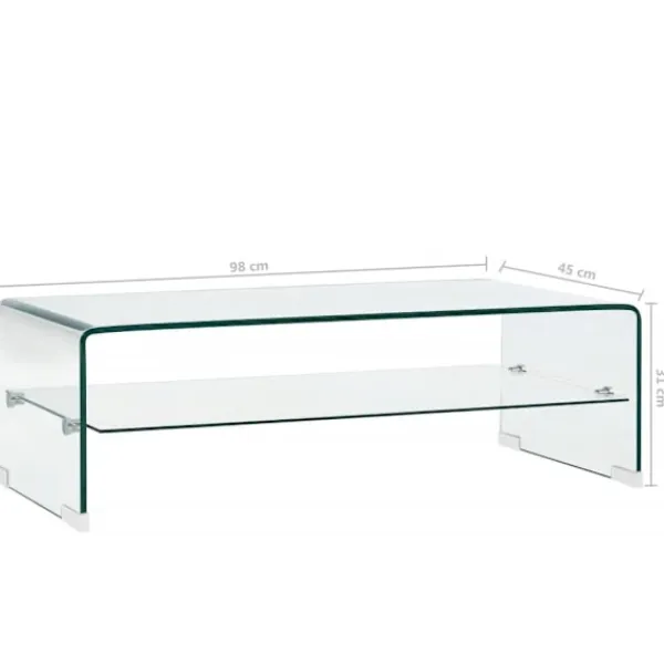 vidaXL Soffbord>Soffbord genomskinlig 98x45x31 cm härdat glas