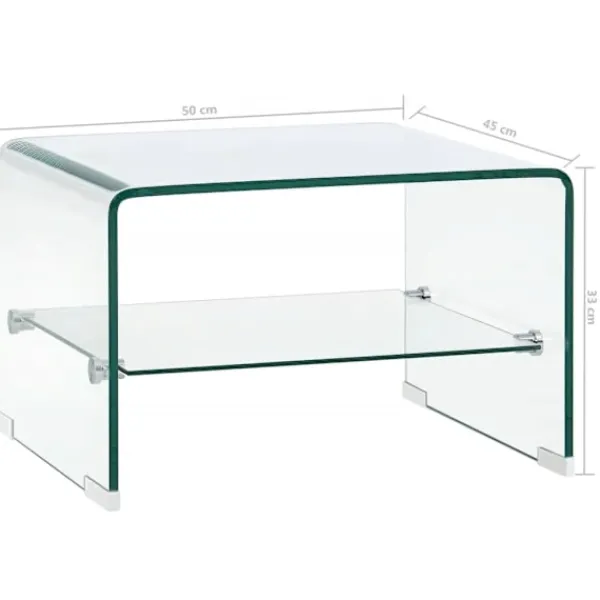 vidaXL Soffbord>Soffbord genomskinlig 50x45x33 cm härdat glas