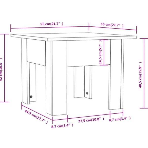 vidaXL Soffbord>Soffbord sonoma 55x55x42 cm konstruerat trä