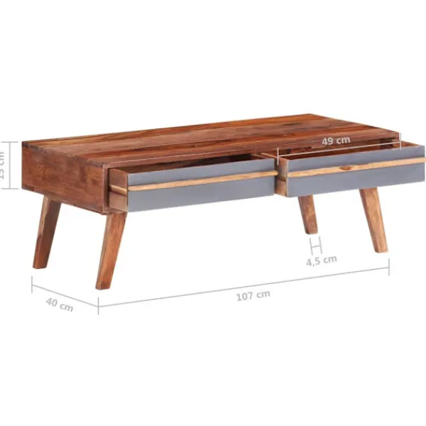 vidaXL Soffbord>Soffbord 110x50x40 cm massivt sheshamträ