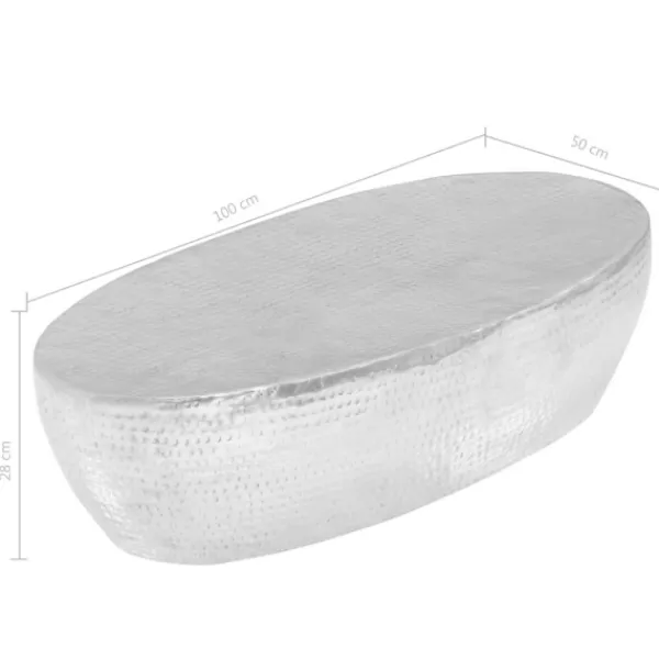 vidaXL Soffbord>Soffbord hamrad aluminium 100x50x28 cm