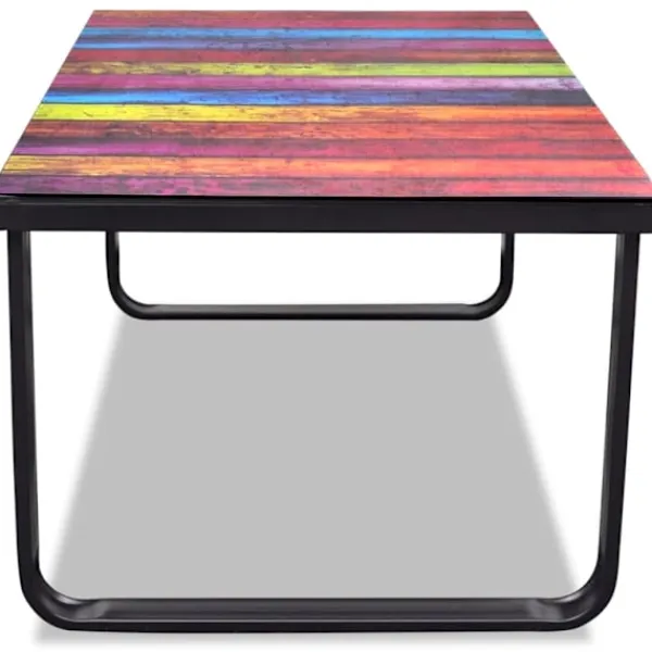 vidaXL Soffbord>Soffbord i glas med regnbågstryck