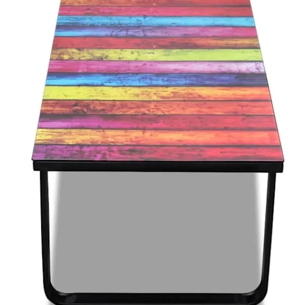 vidaXL Soffbord>Soffbord i glas med regnbågstryck