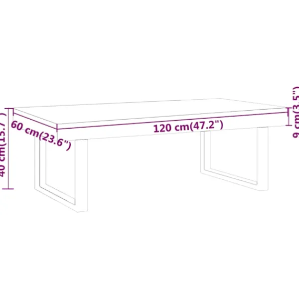 vidaXL Soffbord>Soffbord ljus och svart 120x60x40 cm MDF och järn