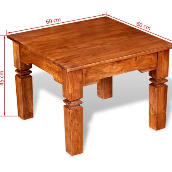 vidaXL Soffbord>Soffbord massivt trä 60x60x45 cm