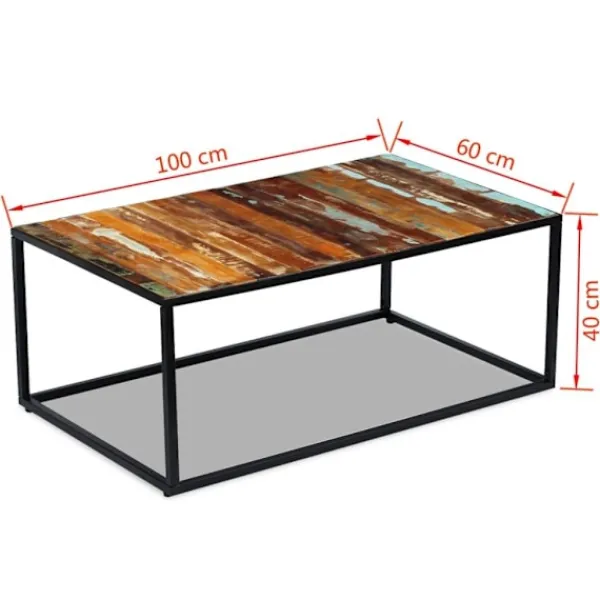 vidaXL Soffbord>Soffbord massivt återvunnet trä 100x60x40 cm
