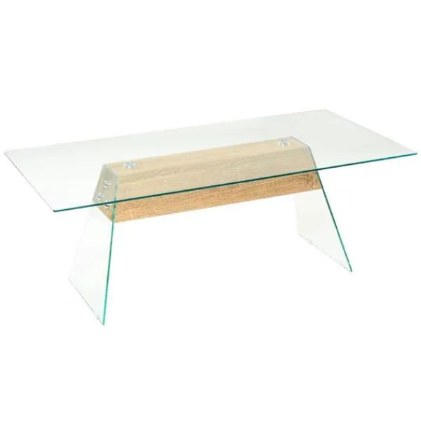 vidaXL Soffbord>Soffbord MDF och glas 110x55x40 cm ekfärgat