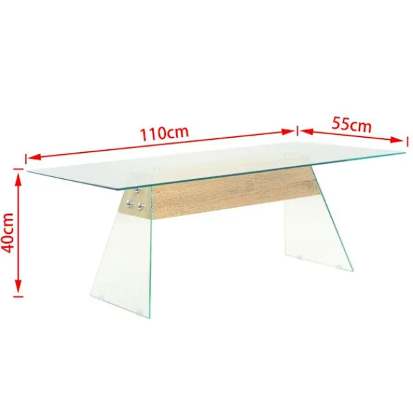 vidaXL Soffbord>Soffbord MDF och glas 110x55x40 cm ekfärgat