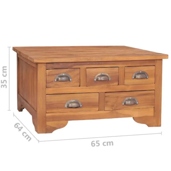 vidaXL Byråer>Soffbord med öppningsbar bordsskiva 65x64x35 cm massiv teak