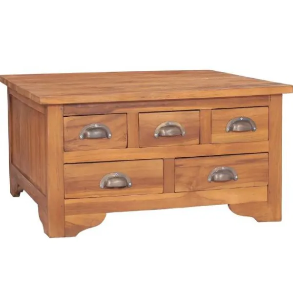 vidaXL Byråer>Soffbord med öppningsbar bordsskiva 65x64x35 cm massiv teak