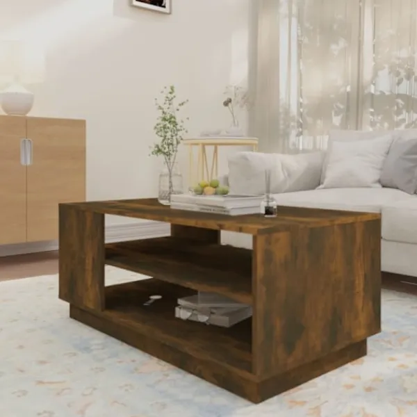 vidaXL Soffbord>Soffbord rökfärgad ek 102x55x43 cm konstruerat trä