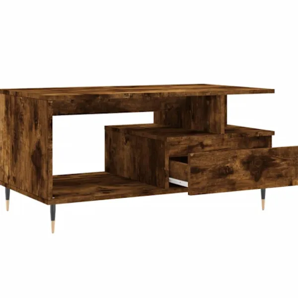 vidaXL Soffbord>Soffbord rökfärgad ek 90x49x45 cm konstruerat trä