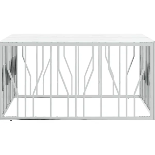 vidaXL Soffbord>Soffbord 100x100x50 cm rostfritt stål och glas