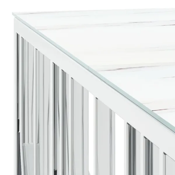 vidaXL Soffbord>Soffbord 100x100x50 cm rostfritt stål och glas