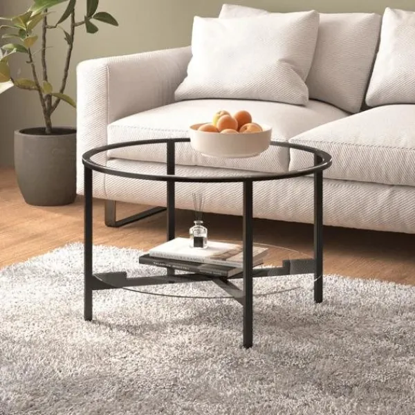 vidaXL Soffbord>Soffbord och transparent 70 cm härdat glas