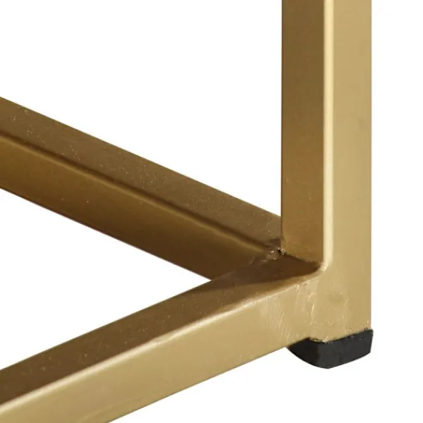 vidaXL Soffbord>Soffbord och guld 90x50x35 cm massivt mangoträ