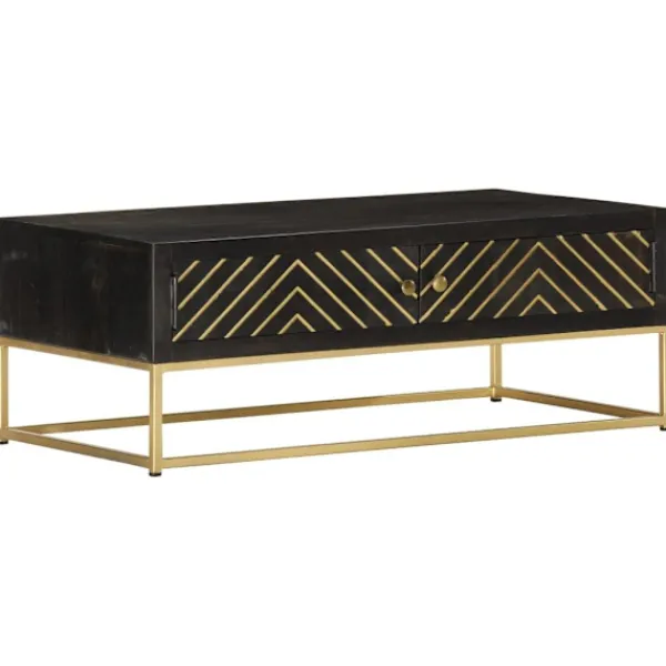vidaXL Soffbord>Soffbord och guld 90x50x35 cm massivt mangoträ
