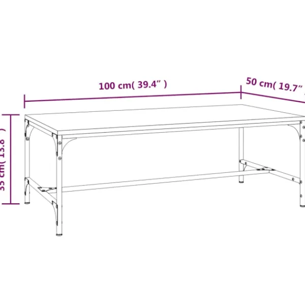 vidaXL Soffbord>Soffbord 100x50x35 cm konstruerat trä