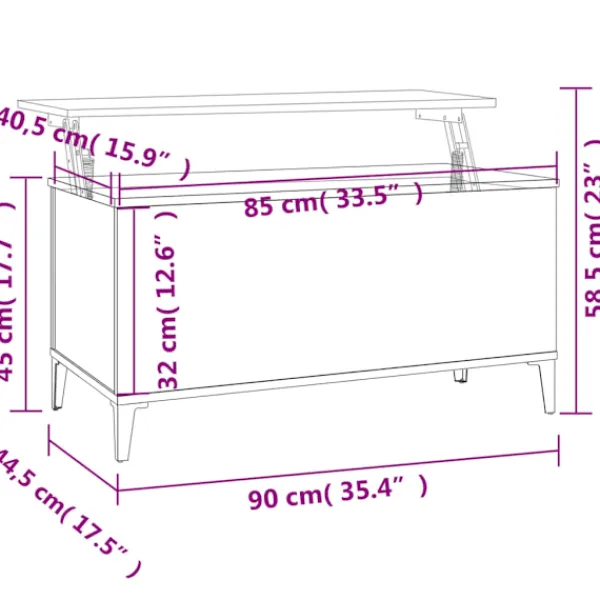 vidaXL Soffbord>Soffbord 90x44,5x45 cm konstruerat trä