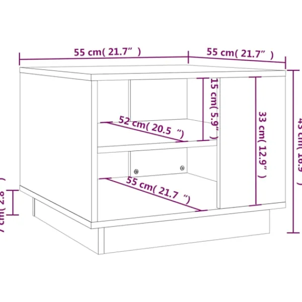 vidaXL Soffbord>Soffbord svart 55x55x43 cm konstruerat trä