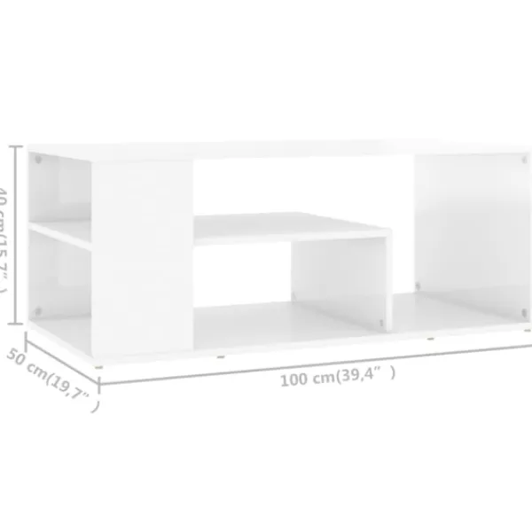vidaXL Soffbord>Soffbord högglans 100x50x40 cm konstruerat trä