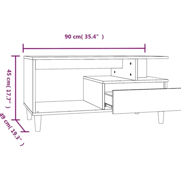 vidaXL Soffbord>Soffbord högglans 90x49x45 cm konstruerat trä