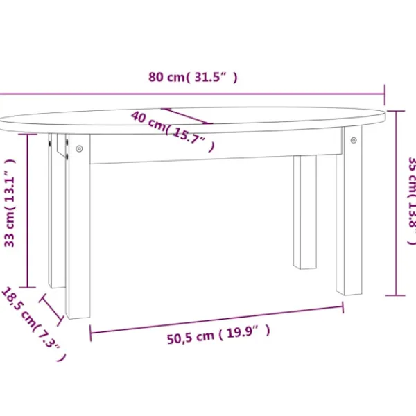 vidaXL Soffbord>Soffbord 80x40x35 cm massiv furu
