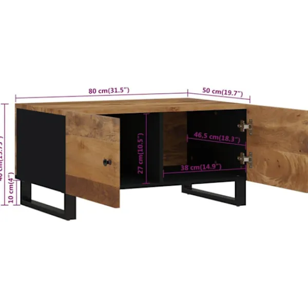 vidaXL Sideboards>Soffbord 80x50x40 cm massivt mangoträ och konstruerat trä