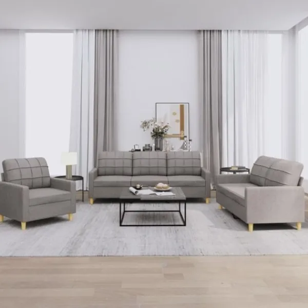 vidaXL Soffor>Soffgrupp med dynor 3 delar Taupe tyg Taupe