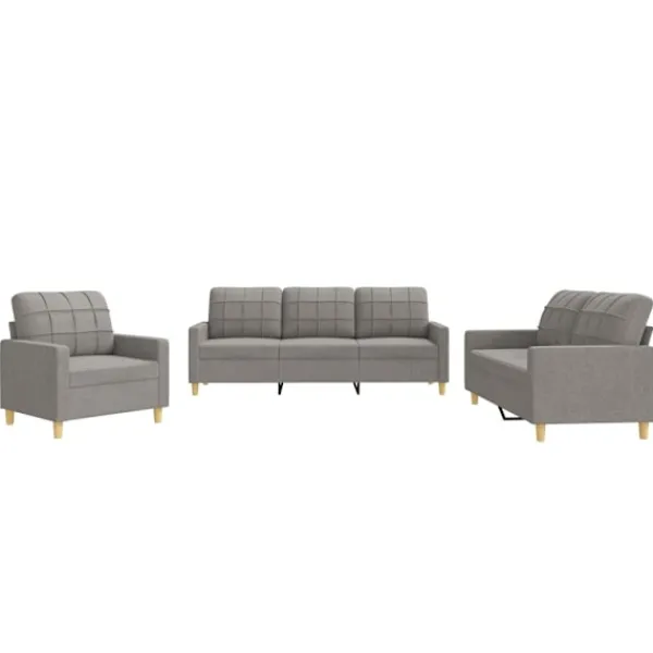 vidaXL Soffor>Soffgrupp med dynor 3 delar Taupe tyg Taupe