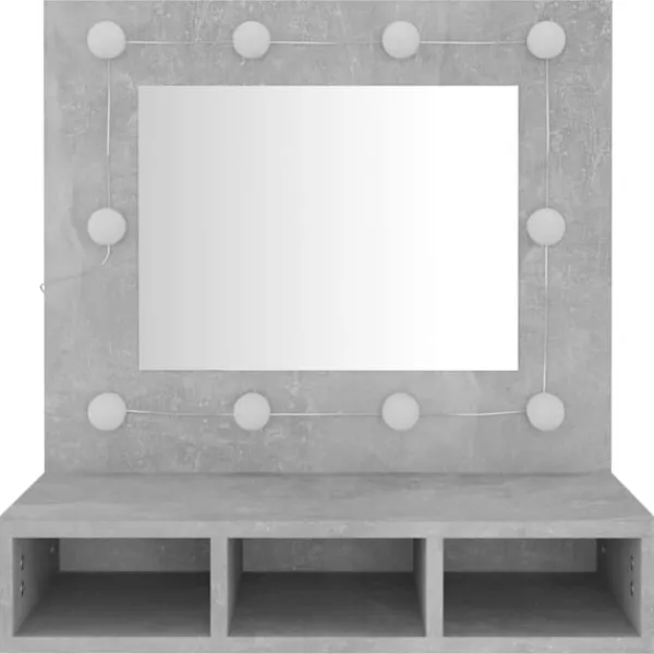 vidaXL Sminkbord>Spegelskåp med LED betong 60x31,5x62 cm